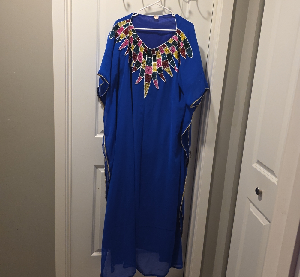 Embellished Royal Blue Maxi Kaftan Dress